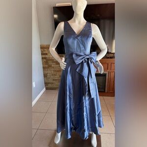 Miss Veil Blue Satin Corset Back Maxi Dress Bow NWT Size 8